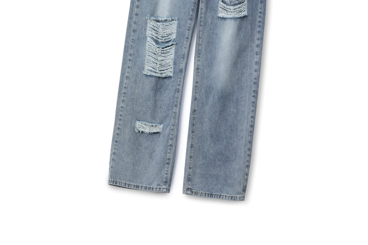 Plus Size Ripped Wide Leg Jeans
