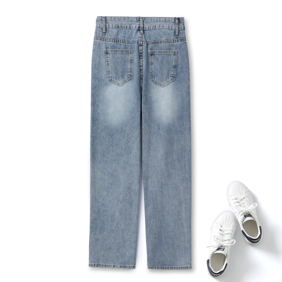 Plus Size Ripped Wide Leg Jeans