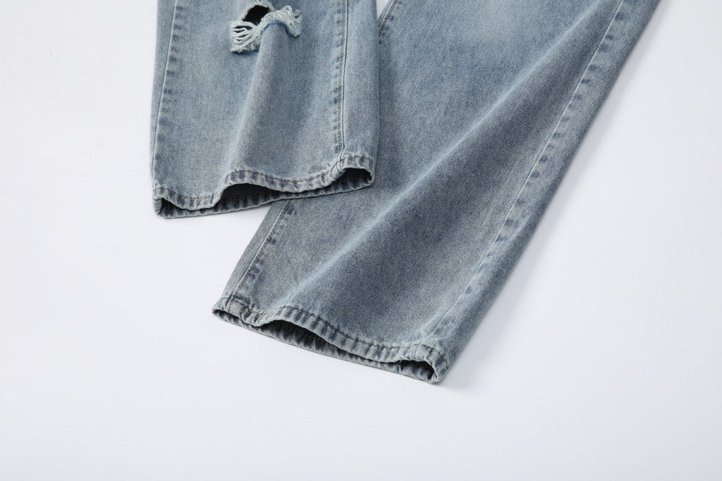 Plus Size Ripped Wide Leg Jeans