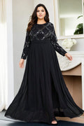 Raelynn Plus Size Round Neck Black Evening Dress
