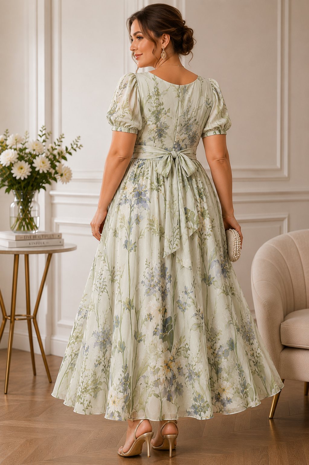 Willow Plus Size Sage Floral Wedding Guest Maxi Dress