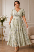 Willow Plus Size Sage Floral Wedding Guest Maxi Dress