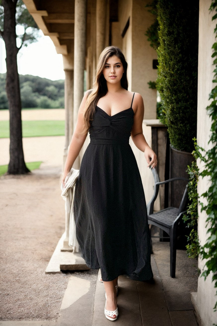 Kenia Plus Size Black Sexy Maxi Dress