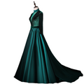 Plus Size Emerald Green Long Sleeve Gown