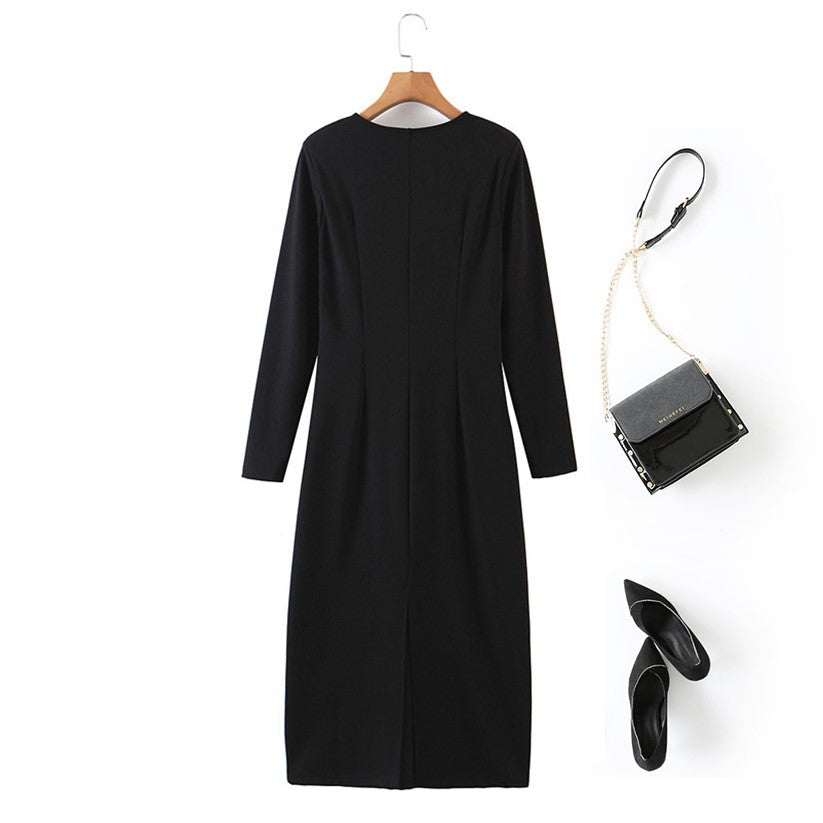 Plus Size Sexy Black Long Sleeve Dress