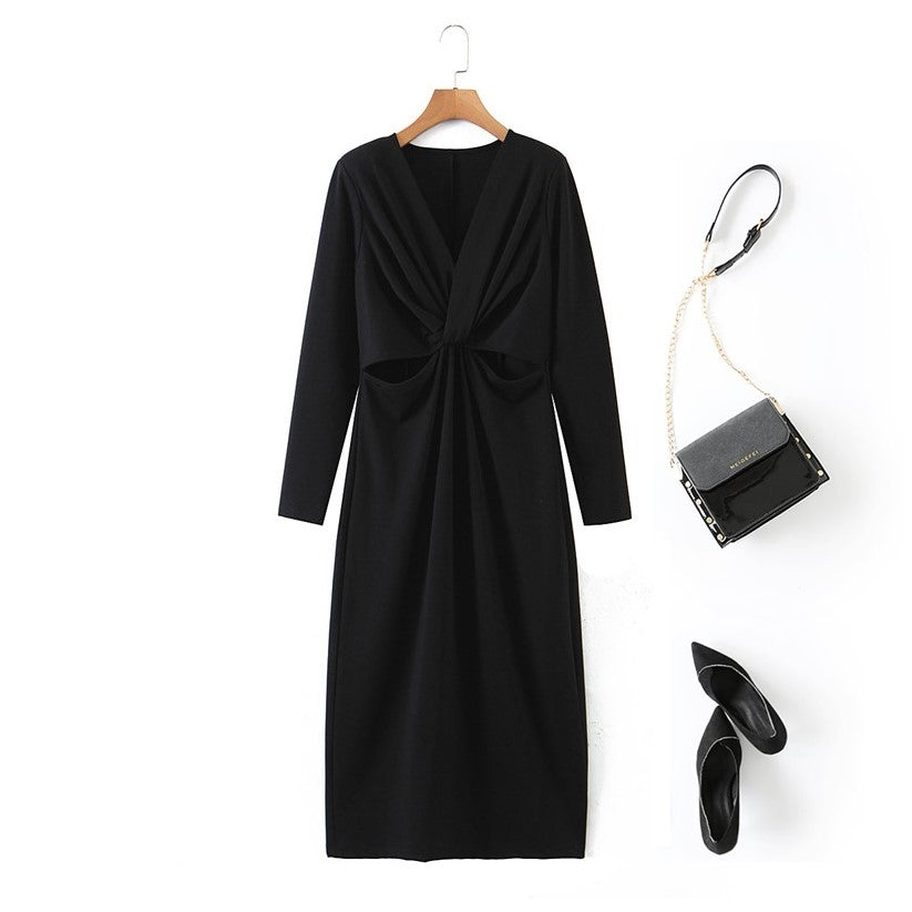 Plus Size Sexy Black Long Sleeve Dress