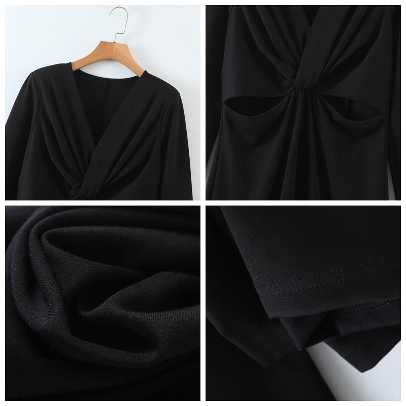 Plus Size Sexy Black Long Sleeve Dress