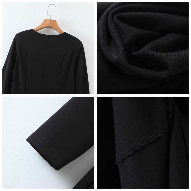 Plus Size Sexy Black Long Sleeve Dress
