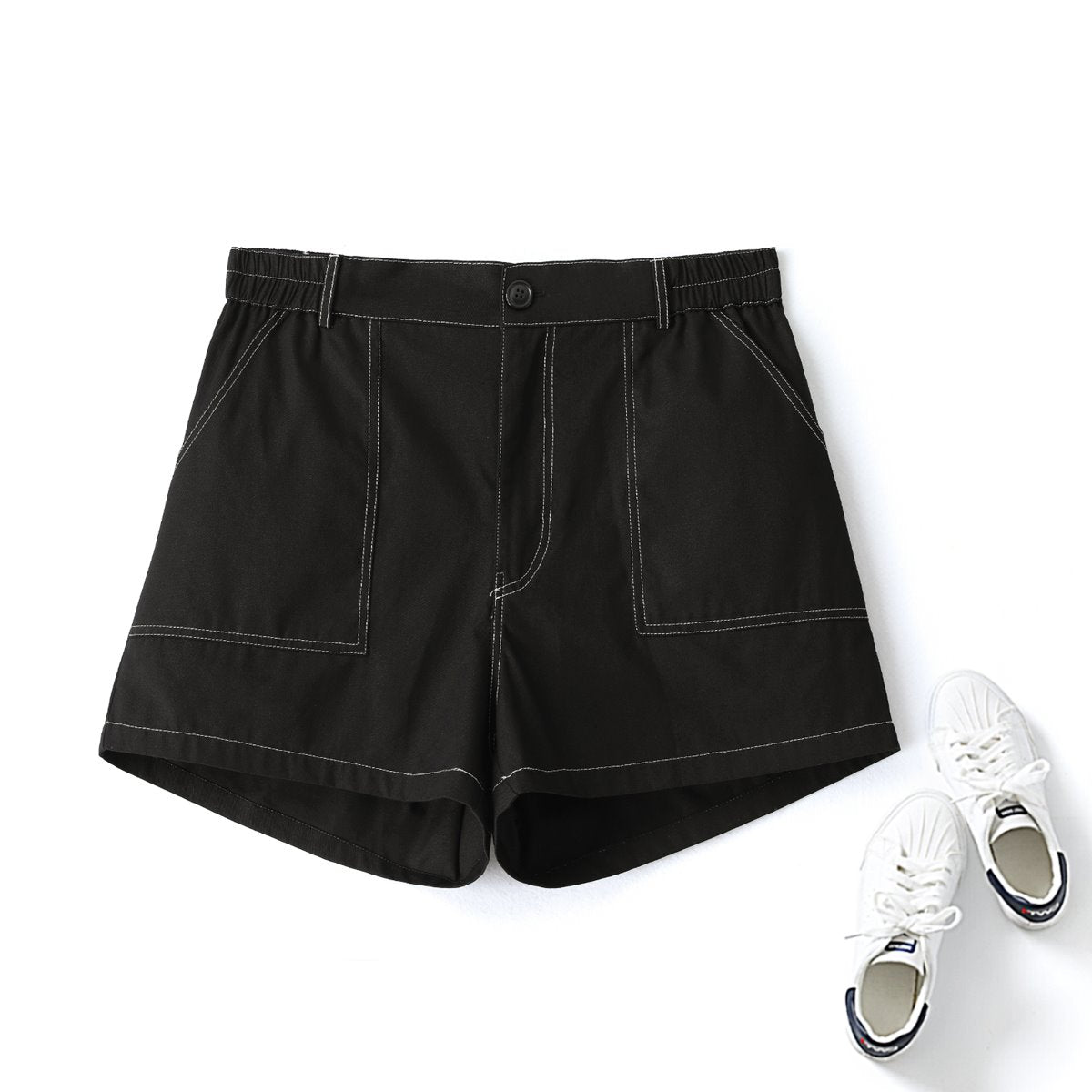 Olena Plus Size Black Shorts