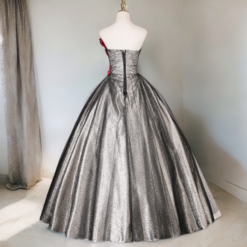 Luz Plus Size Silver Ball Gown