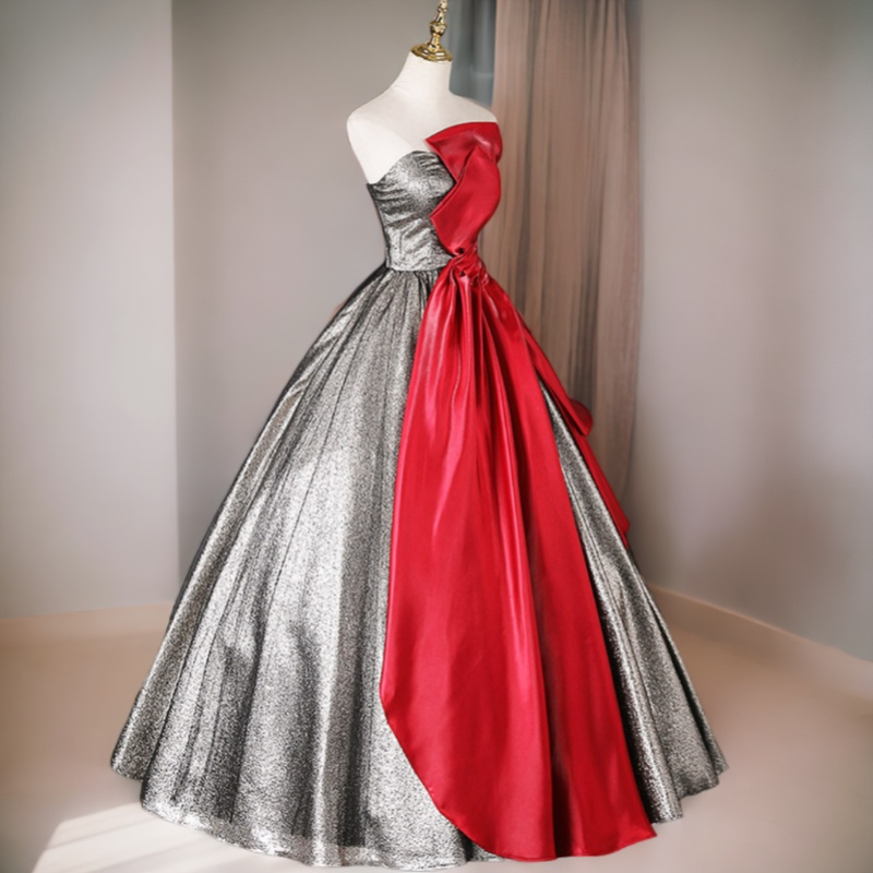Luz Plus Size Silver Ball Gown