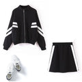 Plus Size Sporty Jacket and Skirt Set