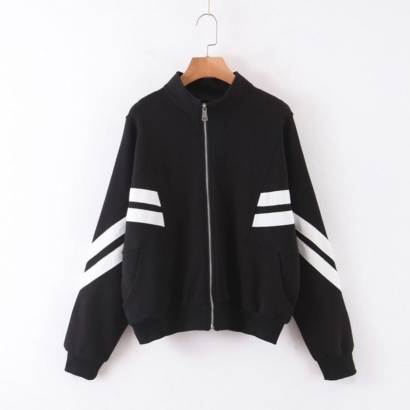 Plus Size Sporty Jacket and Skirt Set