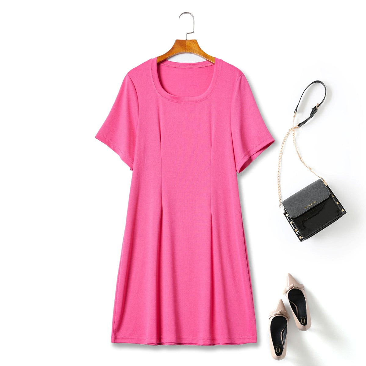 Plus Size Square Neck Basic T Shirt Dress