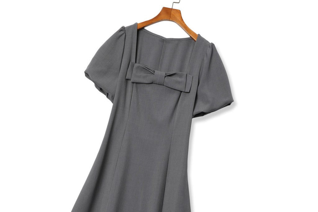Plus Size Ribbon Square Neck Dress
