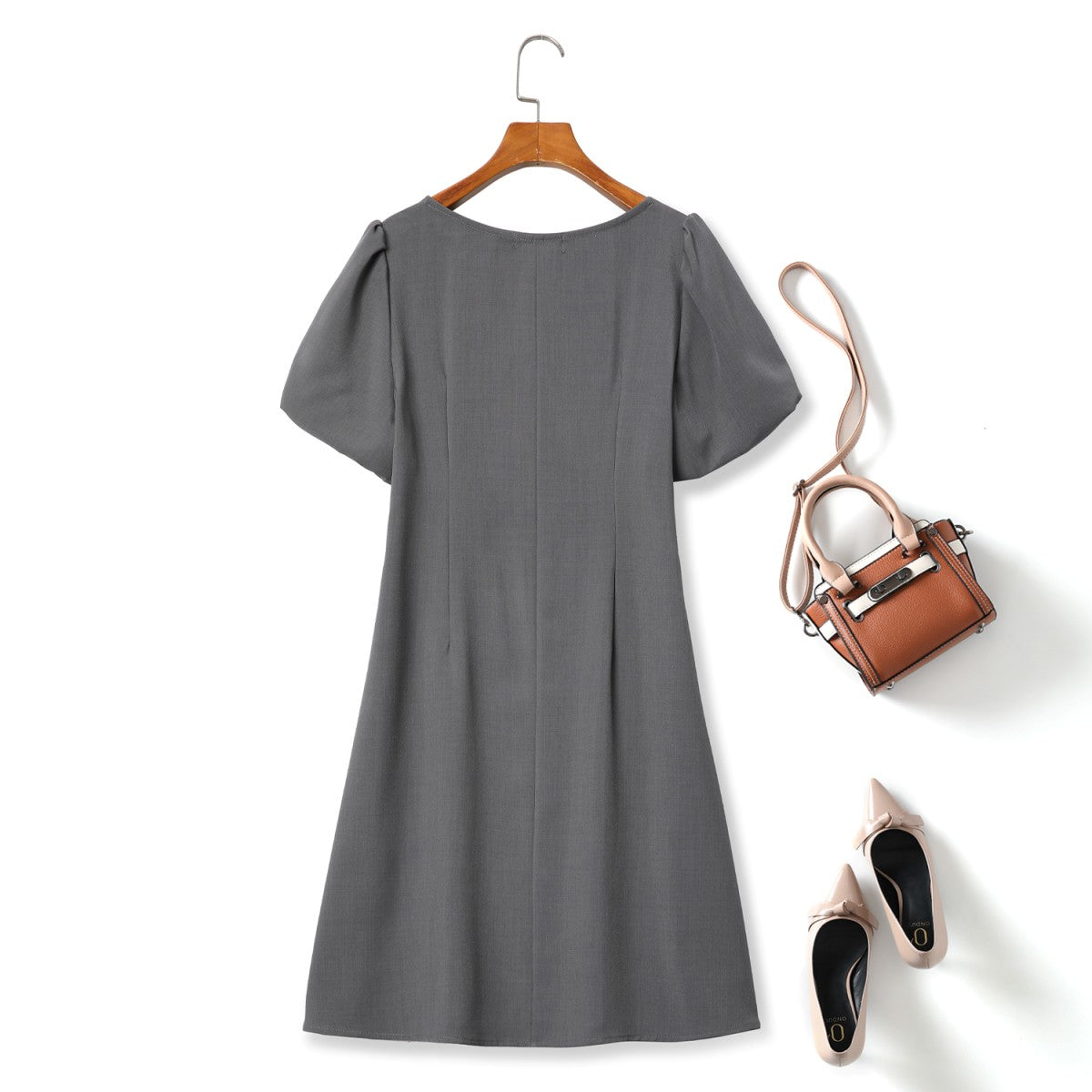 Plus Size Ribbon Square Neck Dress