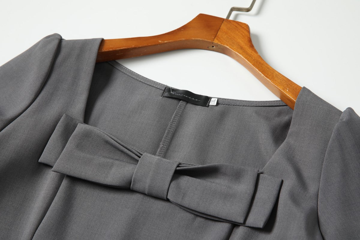 Plus Size Ribbon Square Neck Dress