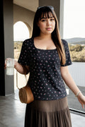 Millie Plus Size Square Neck Floral Ribbed Tee