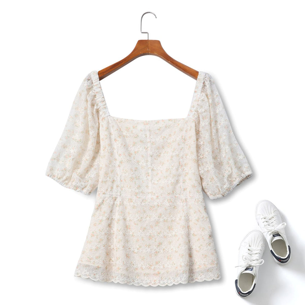 Plus Size Lace Square Neck Babydoll Top