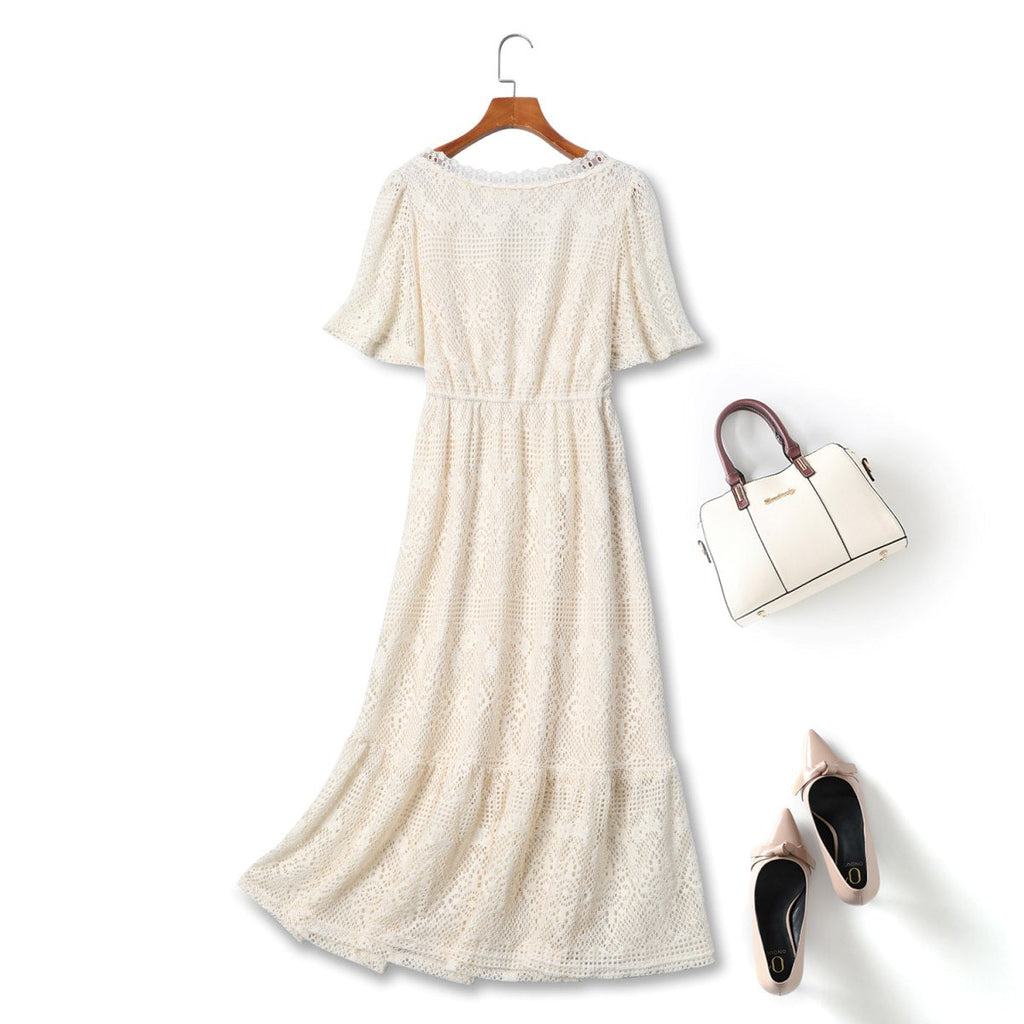 Plus Size Square Neck Lace Dress
