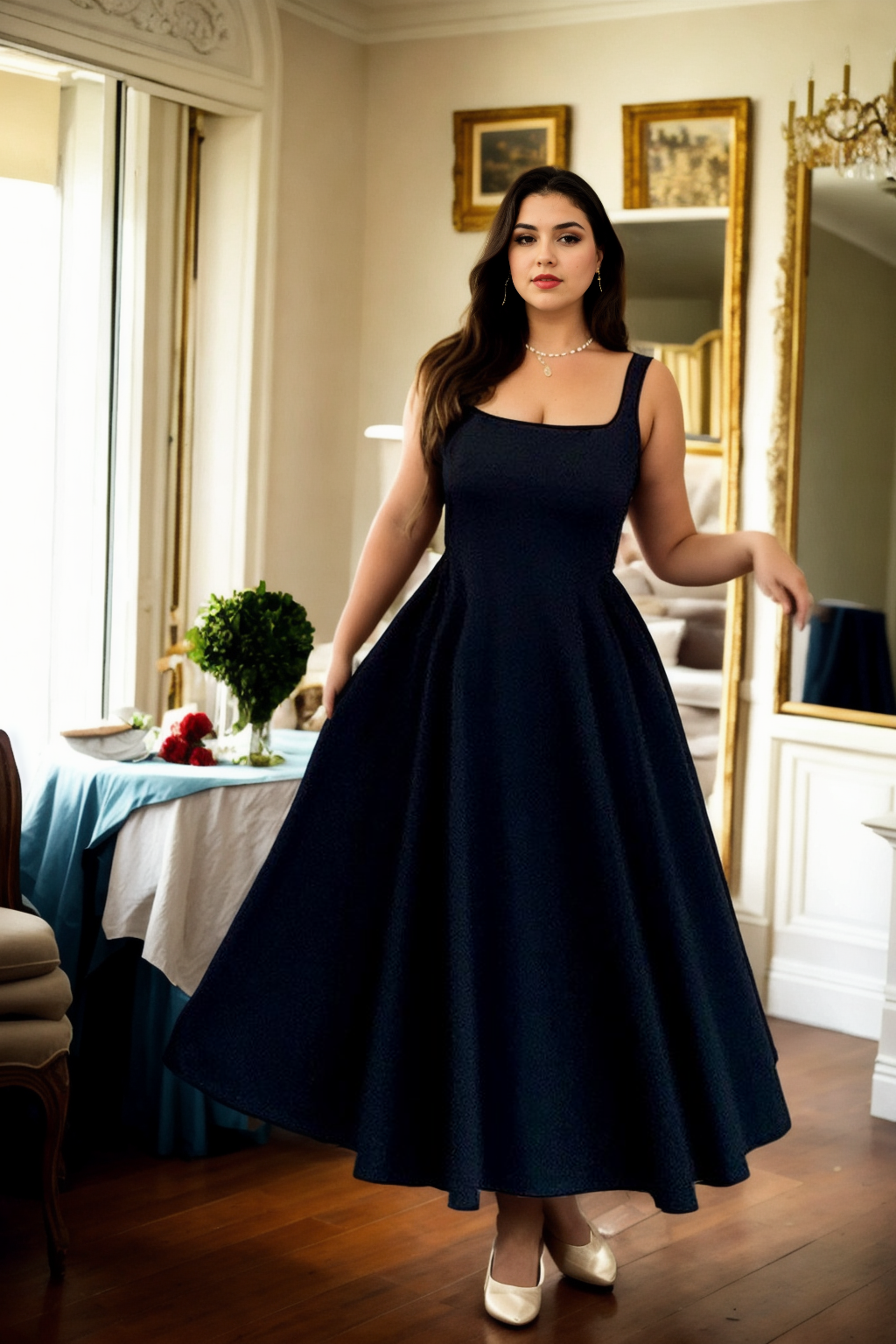 Sutton Plus Size Square Neck Semi Formal Dress