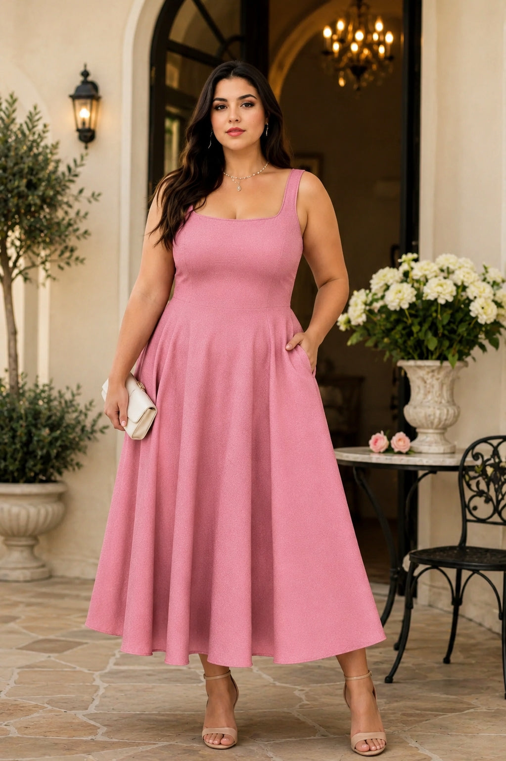 Sutton Plus Size Square Neck Semi Formal Dress