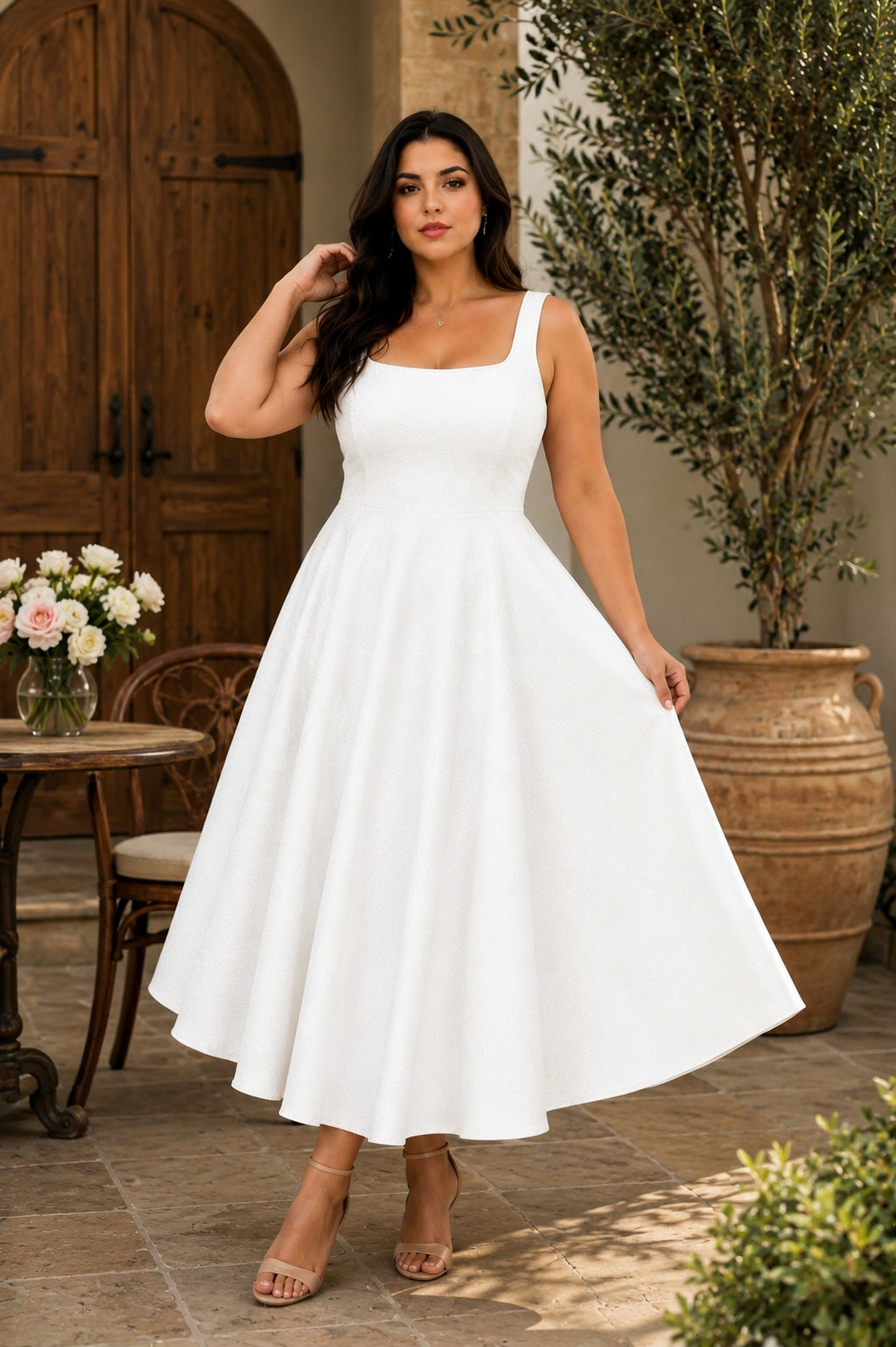 Sutton Plus Size Square Neck Semi Formal Dress