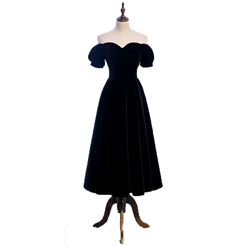 Plus Size Velvet Off Shoulder Cocktail Dress
