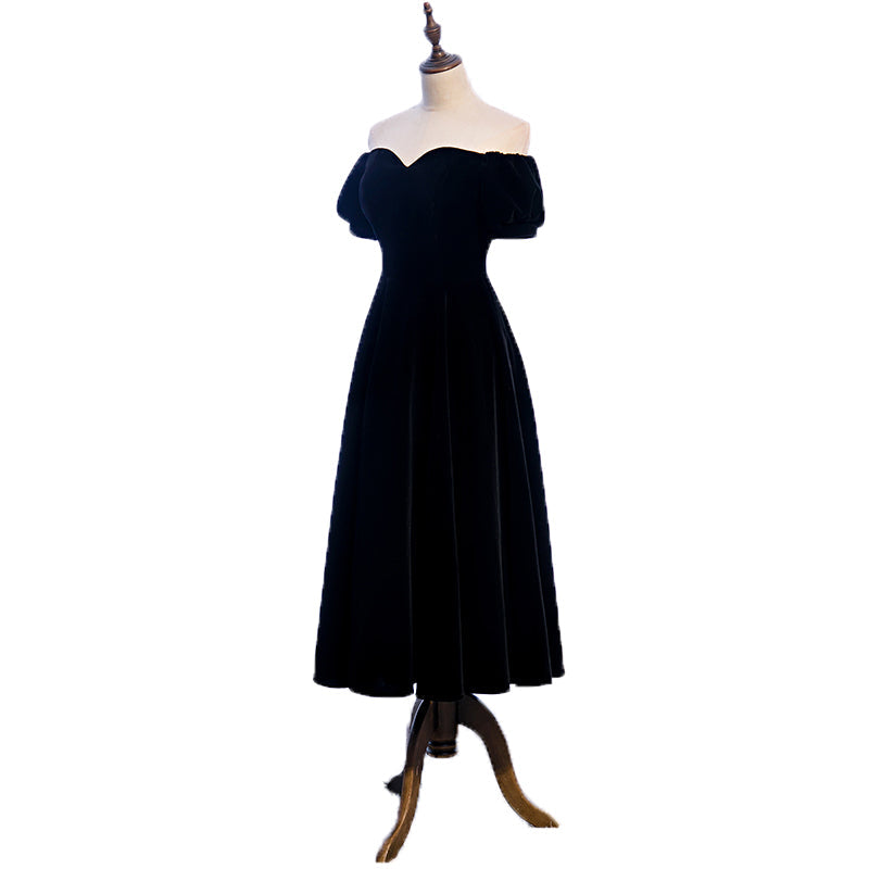 Plus Size Velvet Off Shoulder Cocktail Dress
