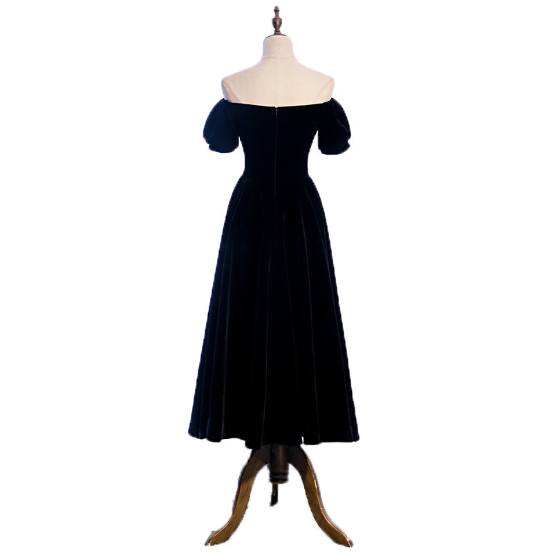 Plus Size Velvet Off Shoulder Cocktail Dress