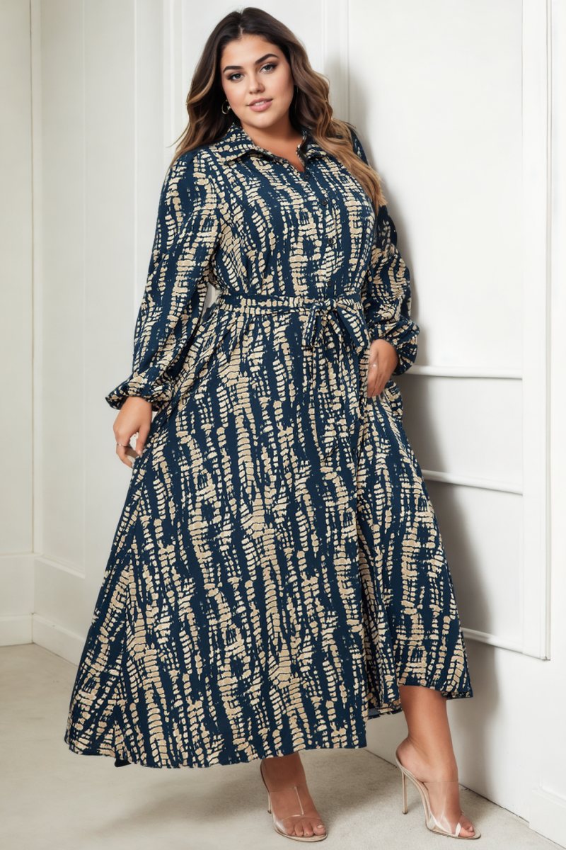 Alaiya Plus Size Tie Dye Maxi Shirt Dress