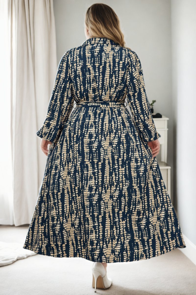 Alaiya Plus Size Tie Dye Maxi Shirt Dress