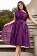 Serene Plus Size Royal Purple Toga Semi Formal Dress