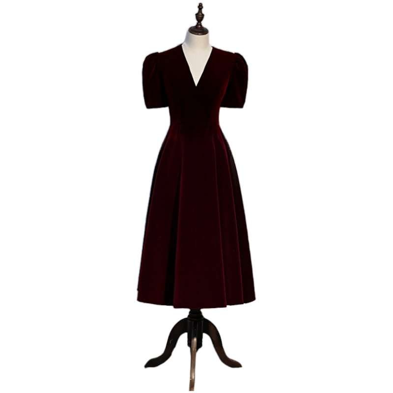 Plus Size V Neck Puff Sleeve Maxi Dress / Midi Dress