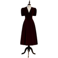 Plus Size V Neck Puff Sleeve Maxi Dress / Midi Dress