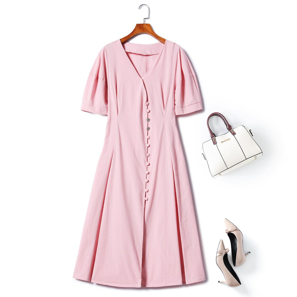Meredith Plus Size V Neck Midi Dress