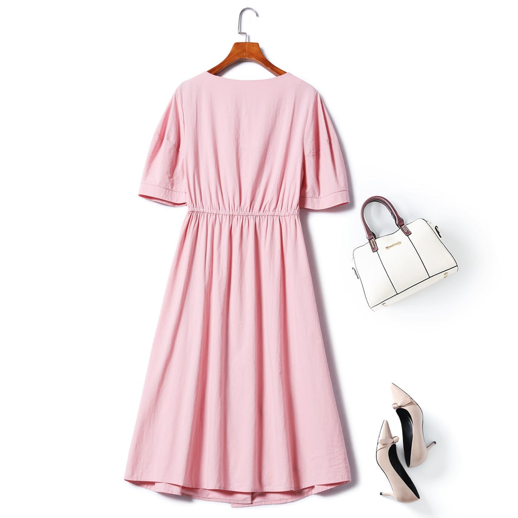 Meredith Plus Size V Neck Midi Dress