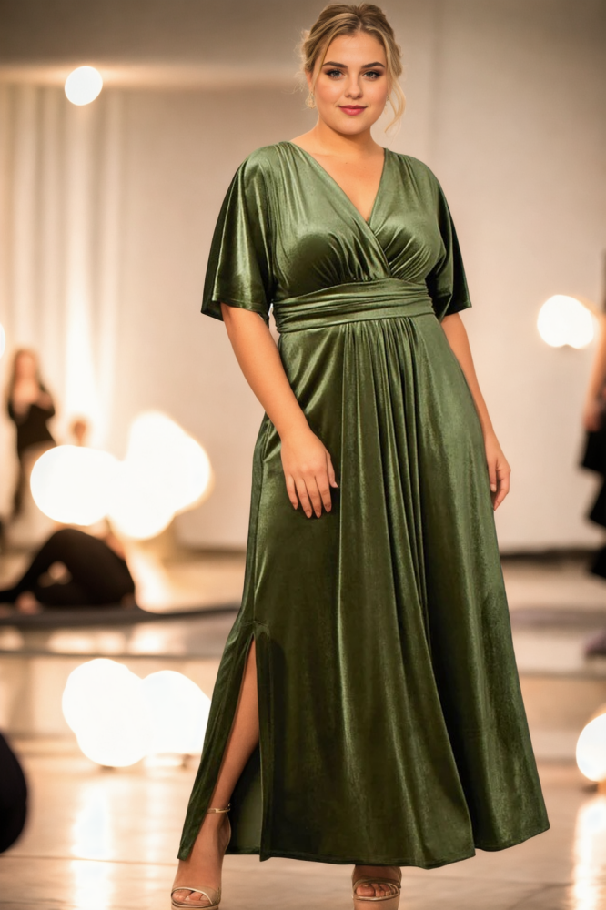 Fleurine Plus Size Velvet Maxi Dress