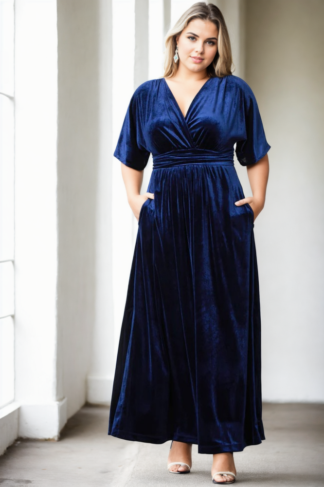 Fleurine Plus Size Velvet Maxi Dress