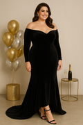 Galene Plus Size Velvet Off Shoulder Gown