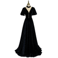 Plus Size Velvet V Neck Short Sleeve Evening Dress