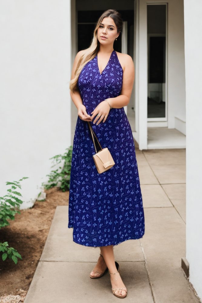 Kairi Plus Size Vintage Halter Wedding Guest Dress