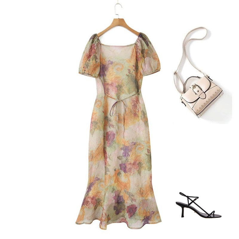 Plus Size Vintage Floral Mermaid Dress