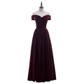 Plus Size Red Velvet Off Shoulder Evening Dress