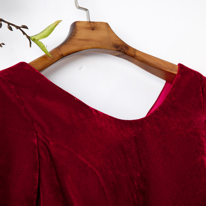 Plus Size Velvet Vintage Evening Dress