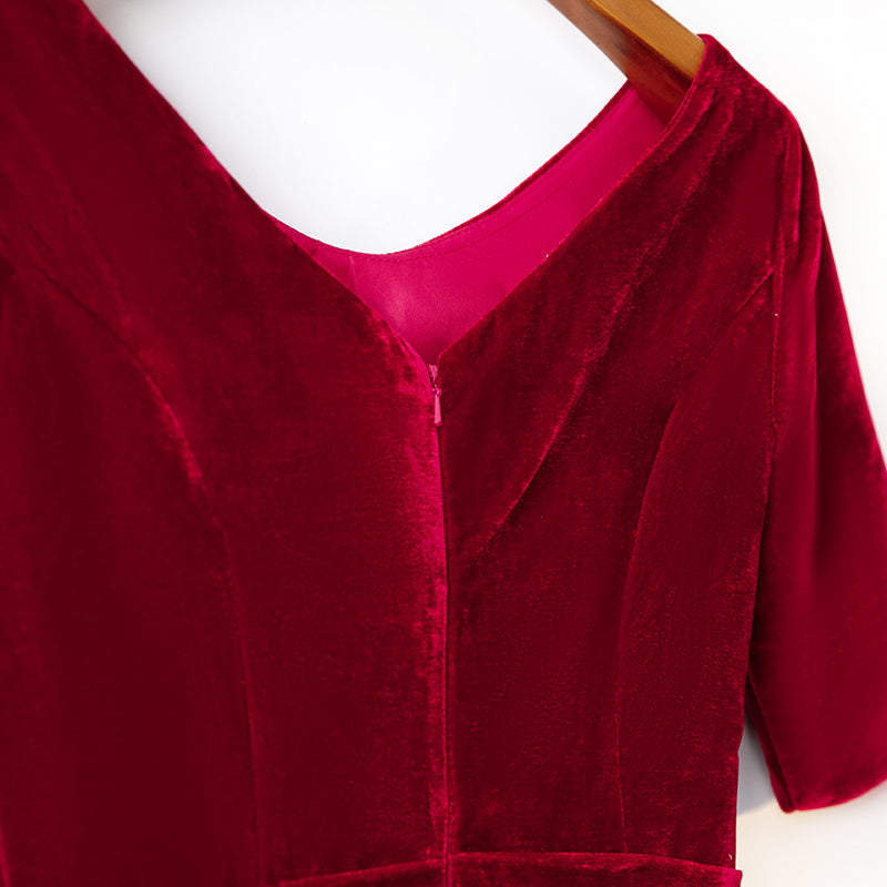 Plus Size Velvet Vintage Evening Dress