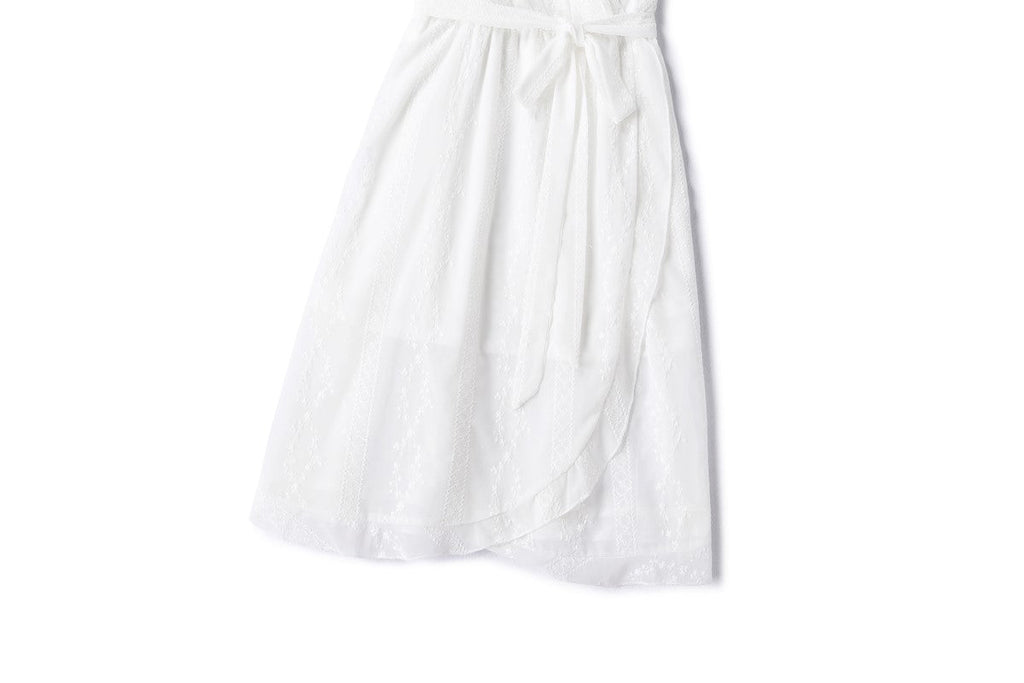 Plus Size White Embroidery Wrap Dress