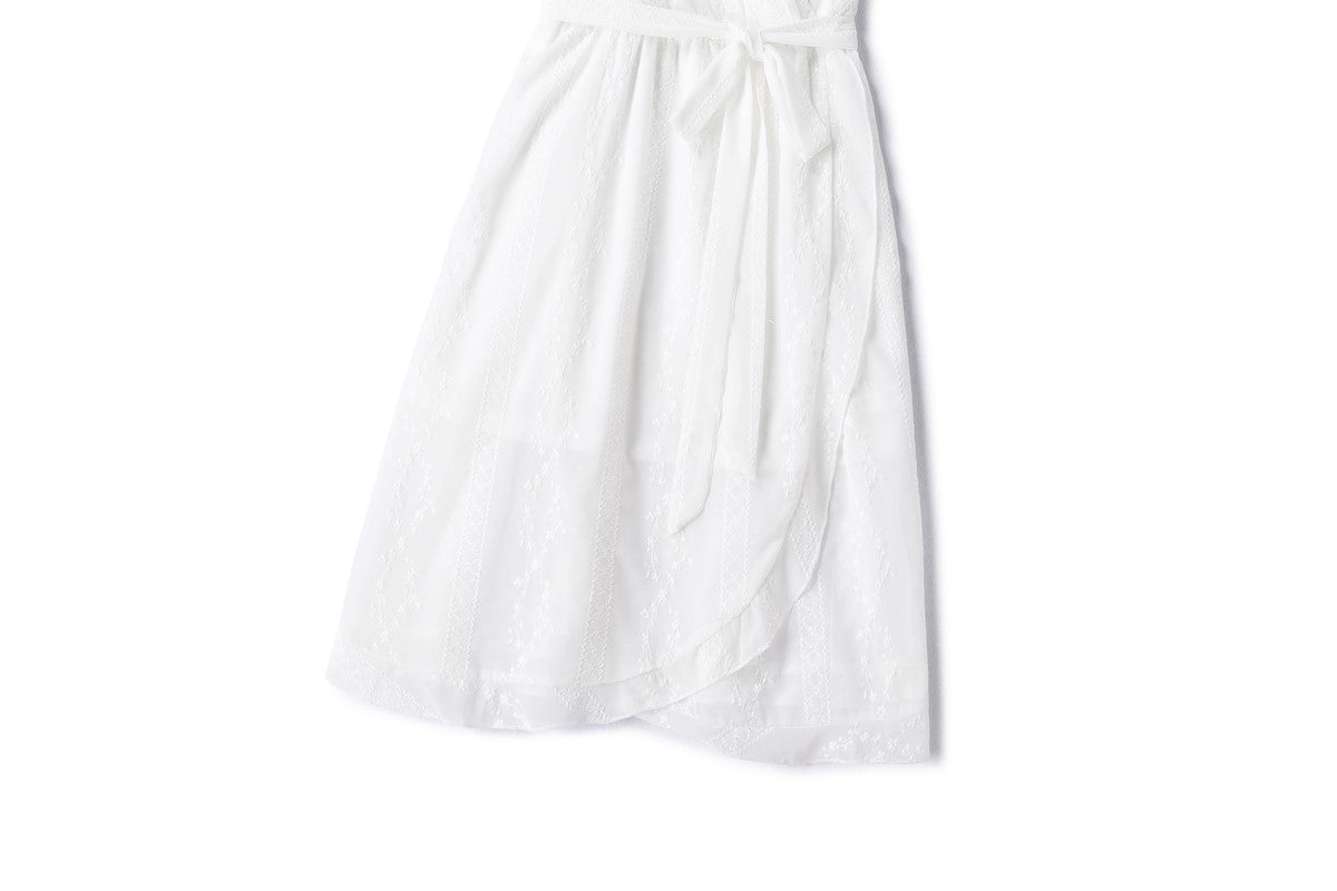 Plus Size White Embroidery Wrap Dress