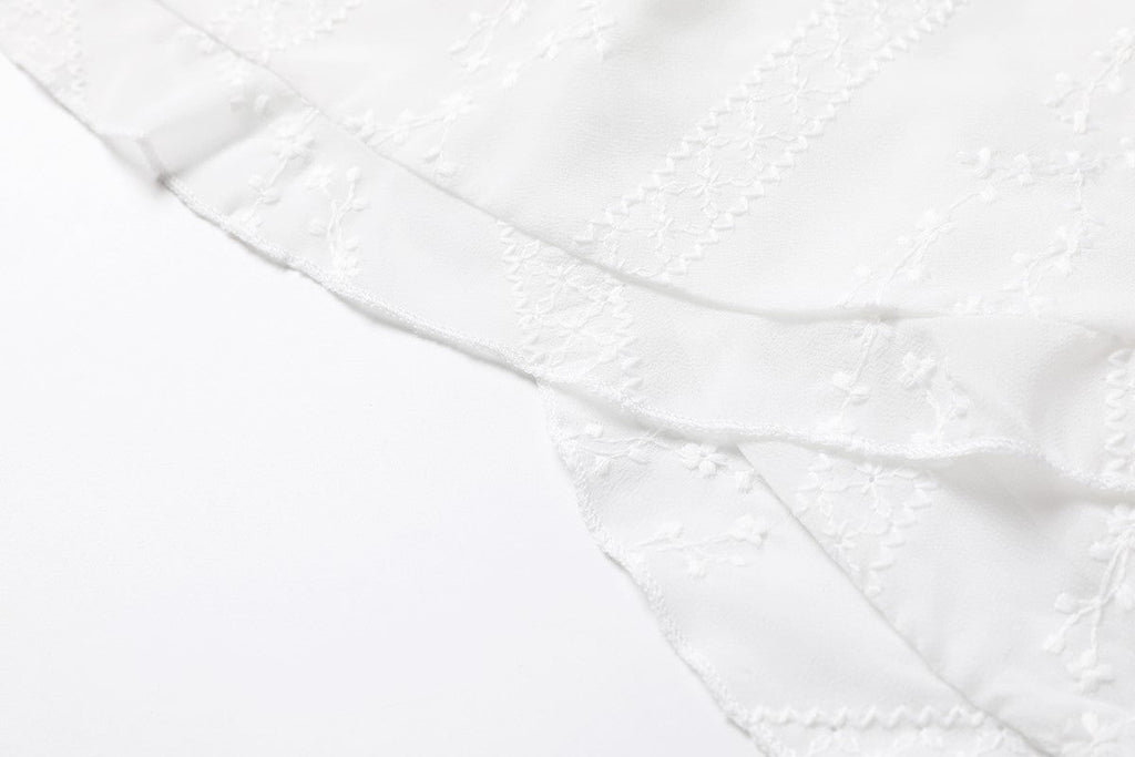 Plus Size White Embroidery Wrap Dress