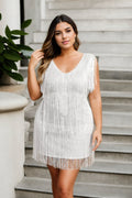 Adley Plus Size White Flapper Dress